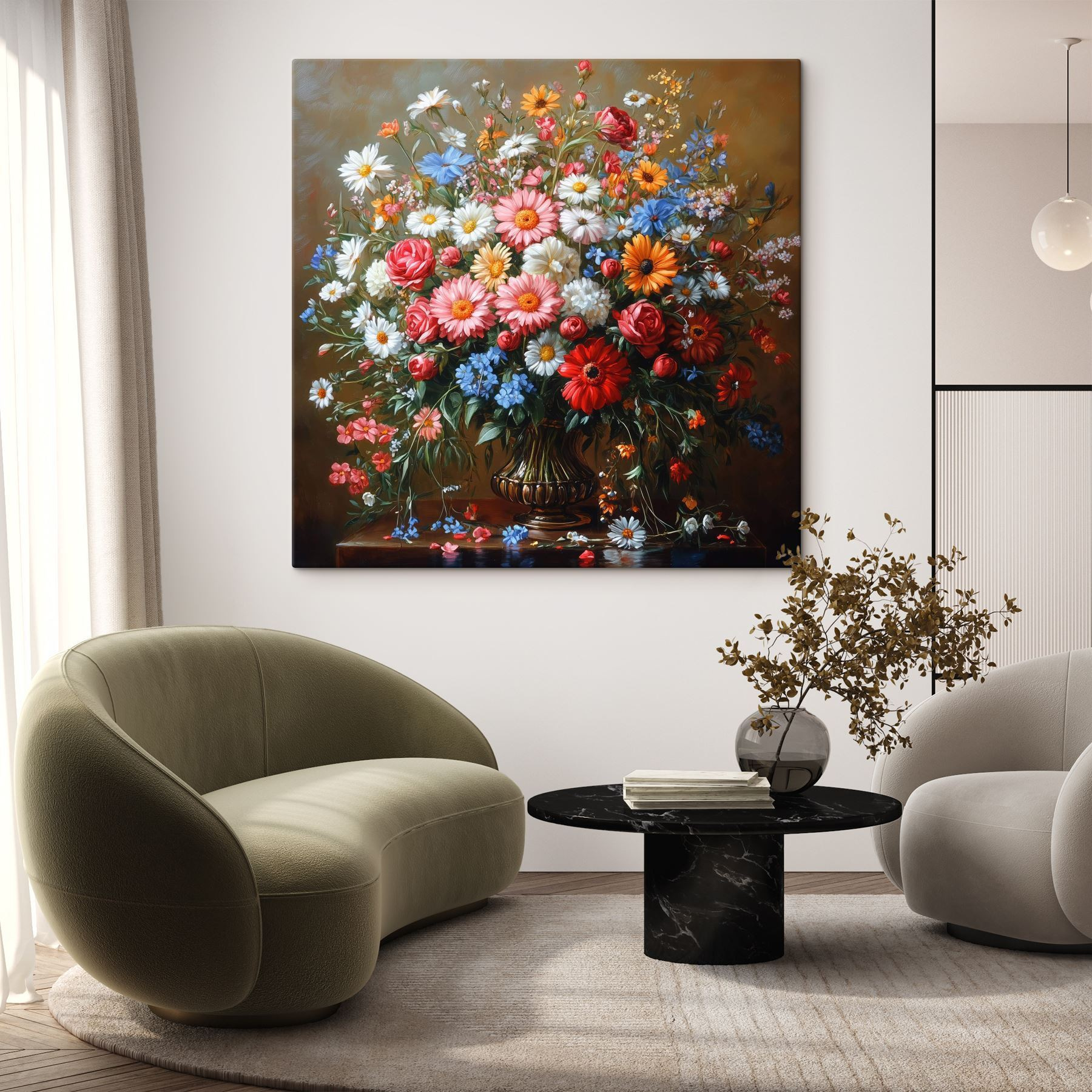 Painting of a bouquet of flowers Painting of a bouquet of flowers