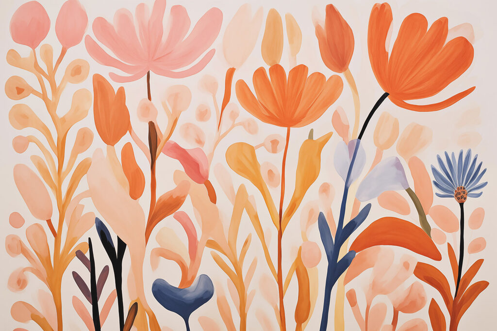 Painting of flowers and leaves Painting of flowers and leaves