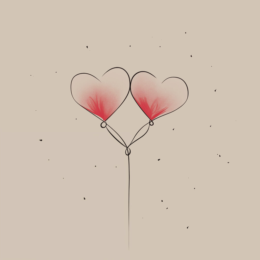 Two hearts drawn on a string Two hearts drawn on a string