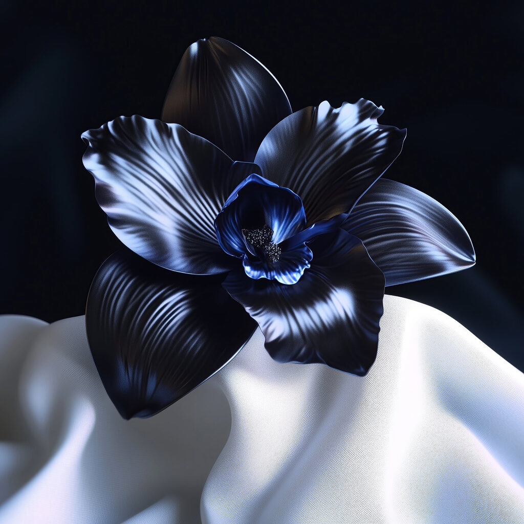 Black flower on a white cloth