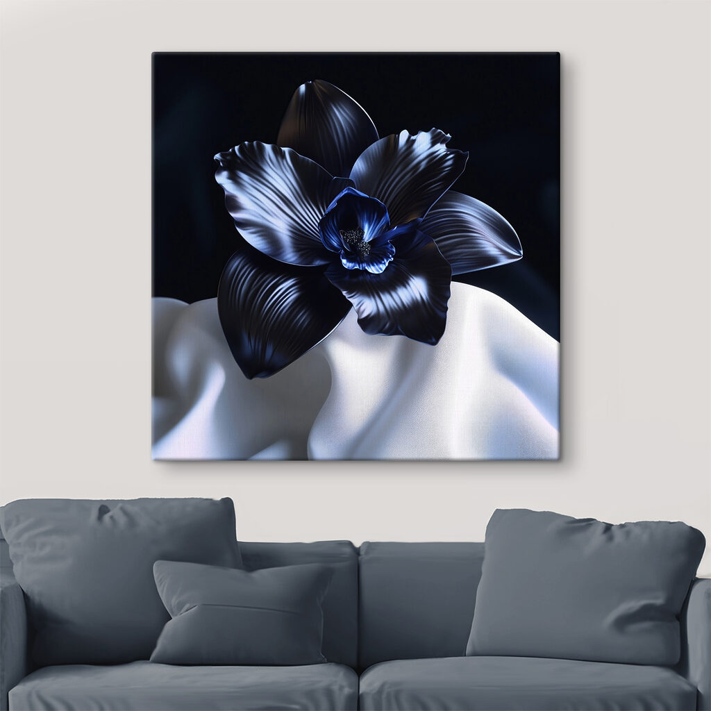 Black flower on a white cloth