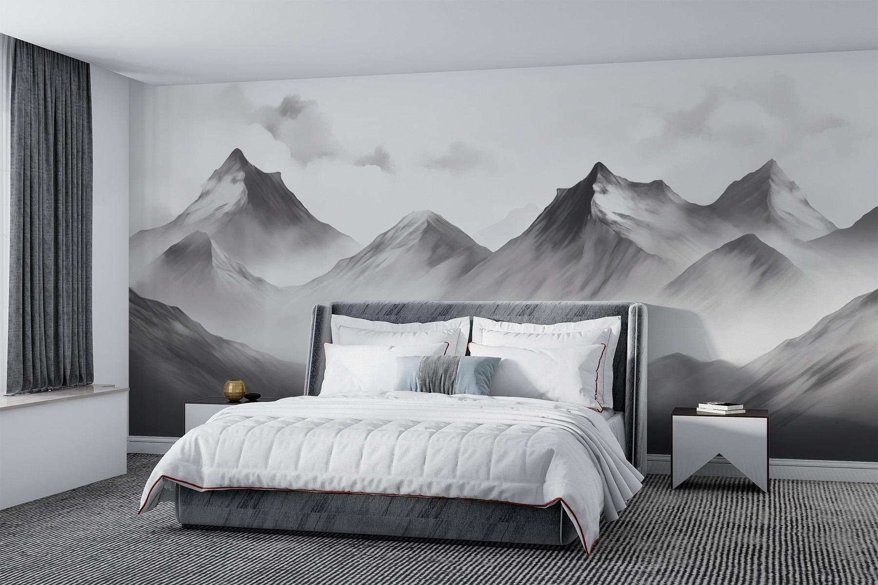 Mountain range with fog