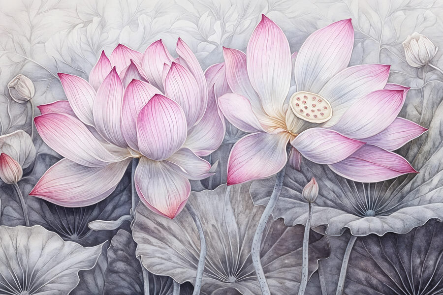 Pictura de flori roz
