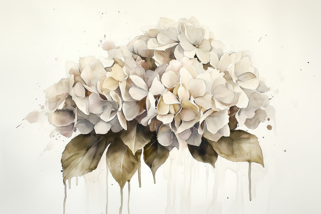 Pictura unui buchet de flori albe Pictura unui buchet de flori albe