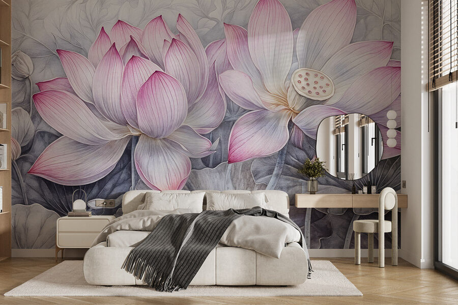 Pictura de flori roz