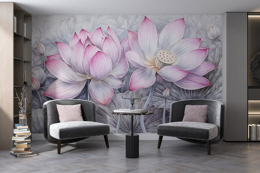Pictura de flori roz