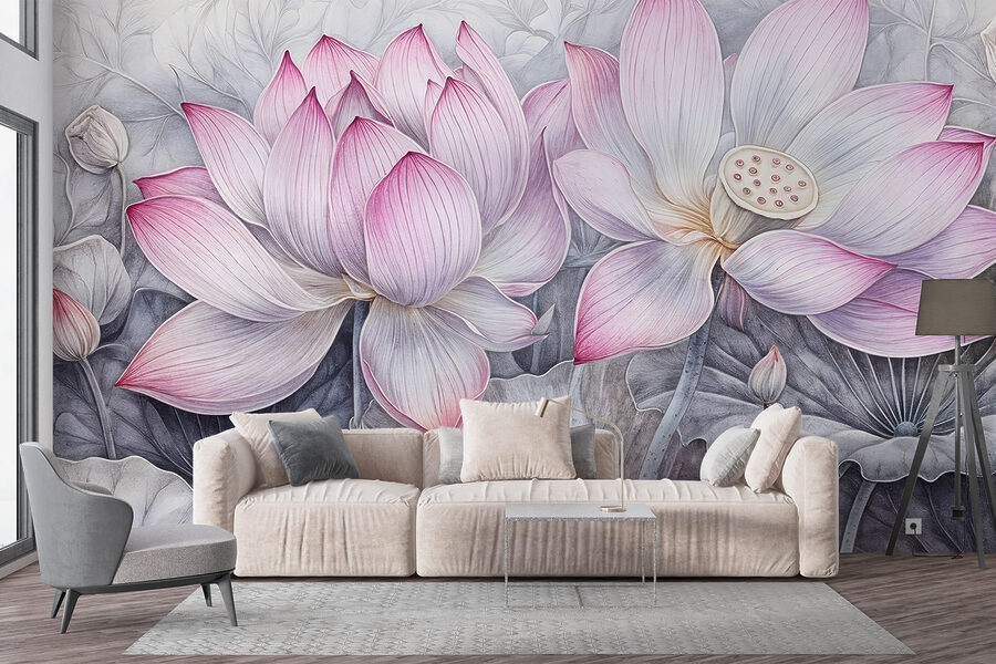 Pictura de flori roz