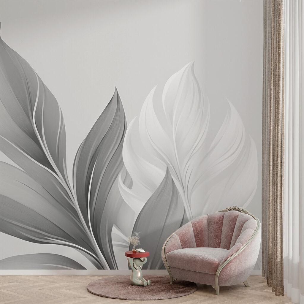 Delicate leaves in soft monochrome