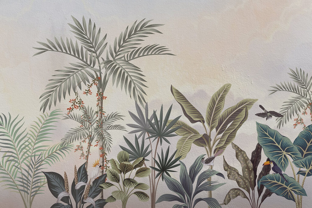 Pictură murală de plante și păsări Pictură murală de plante și păsări