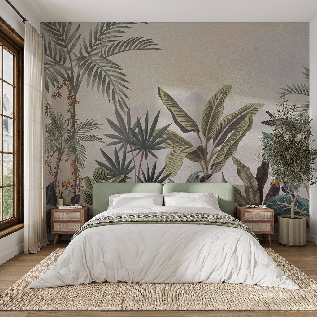 Wall painting of plants and birds