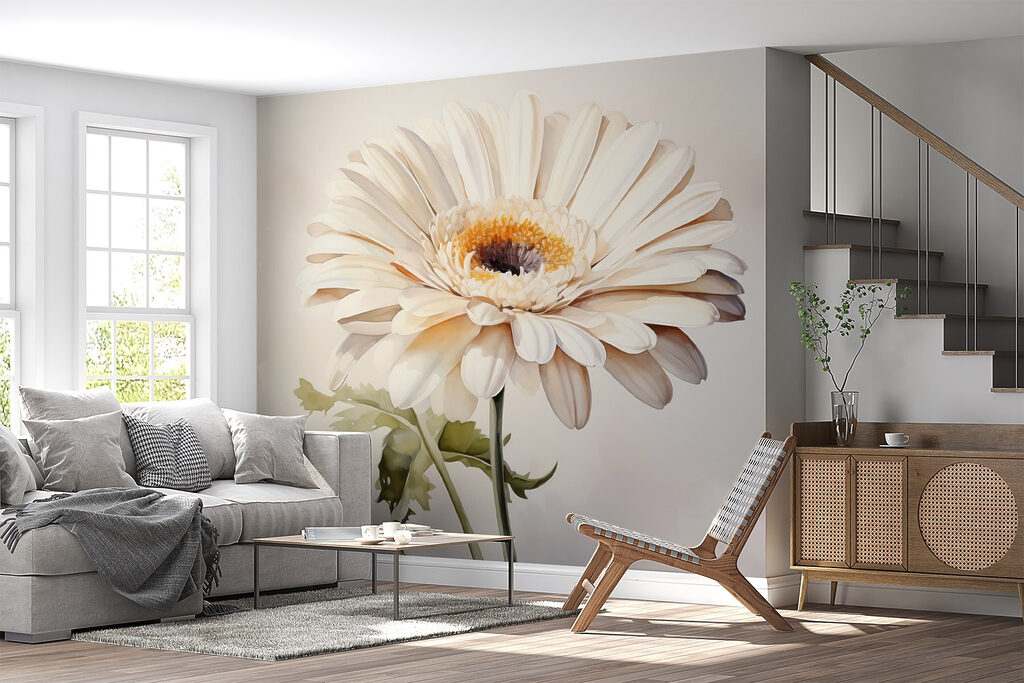 White flower with yellow center