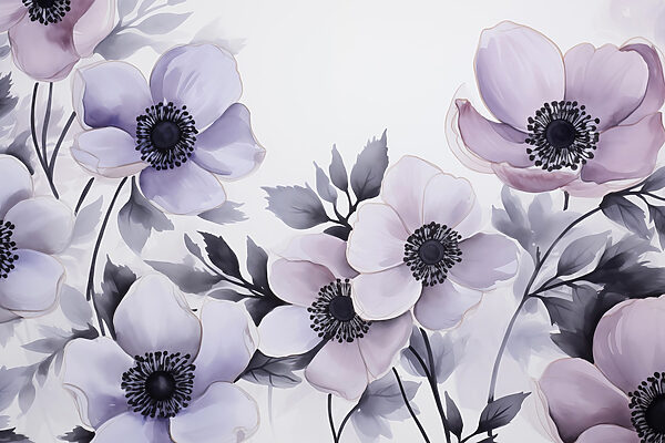Painting of flowers on a white surface