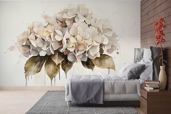 Pictura unui buchet de flori albe Pictura unui buchet de flori albe
