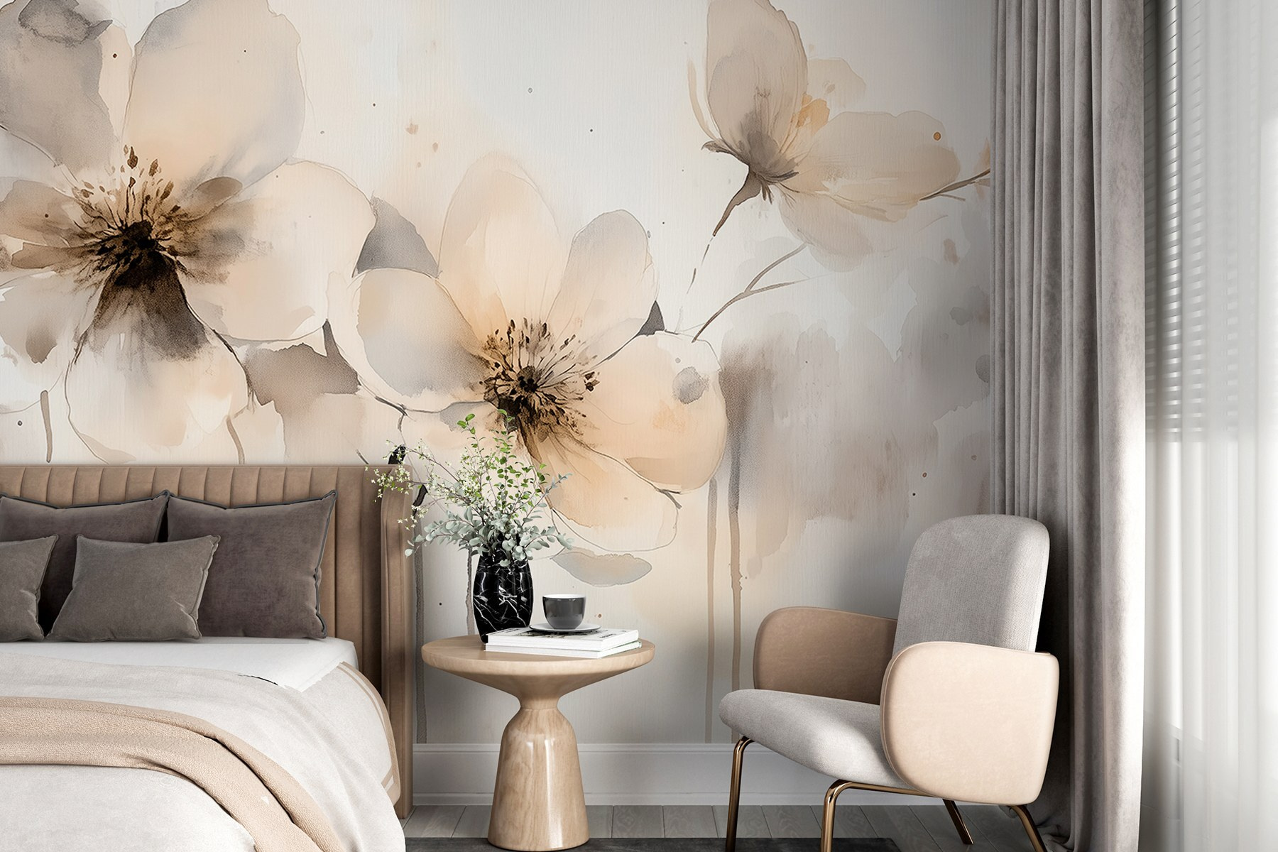 Painting of flowers on a white surface