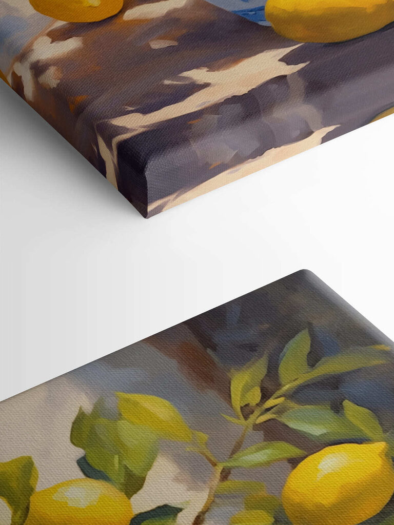 Painting of lemons in a vase