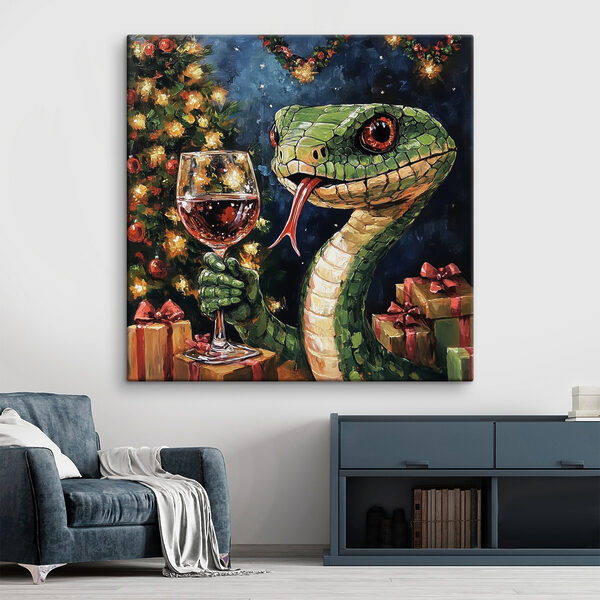 Pictura unui șarpe care ține un pahar de vin Pictura unui șarpe care ține un pahar de vin