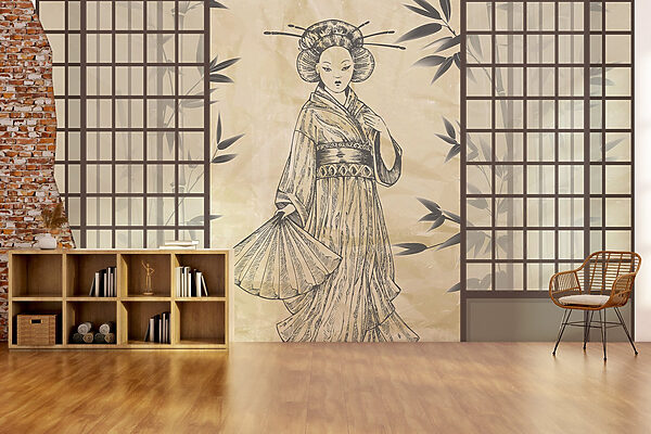 Desenul unei femei în kimono Desenul unei femei în kimono