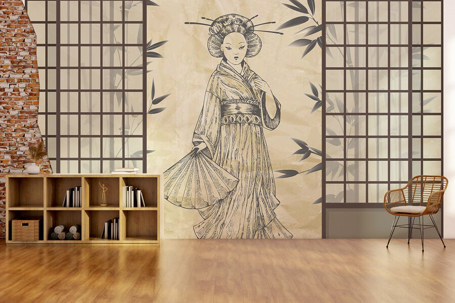 Desenul unei femei în kimono