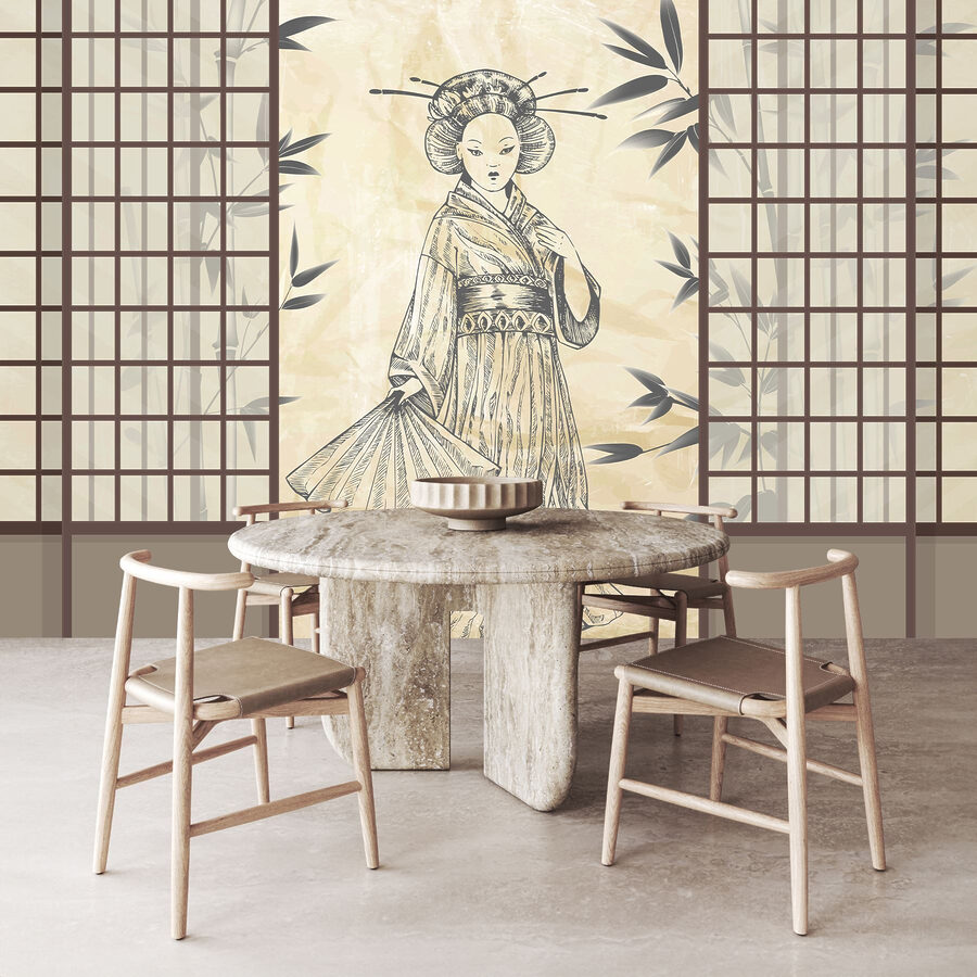 Desenul unei femei în kimono