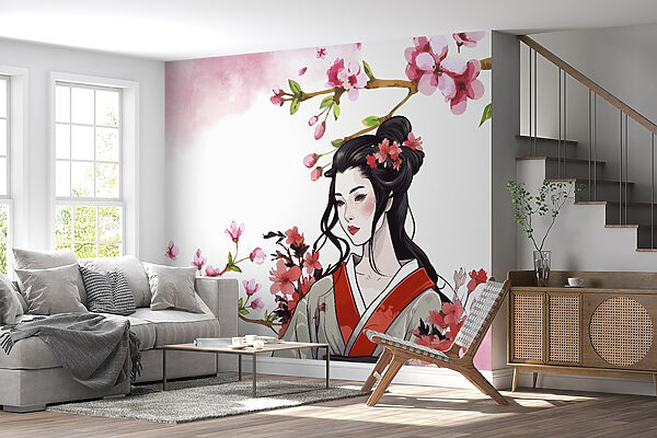 Femeie într-un kimono cu flori Femeie într-un kimono cu flori