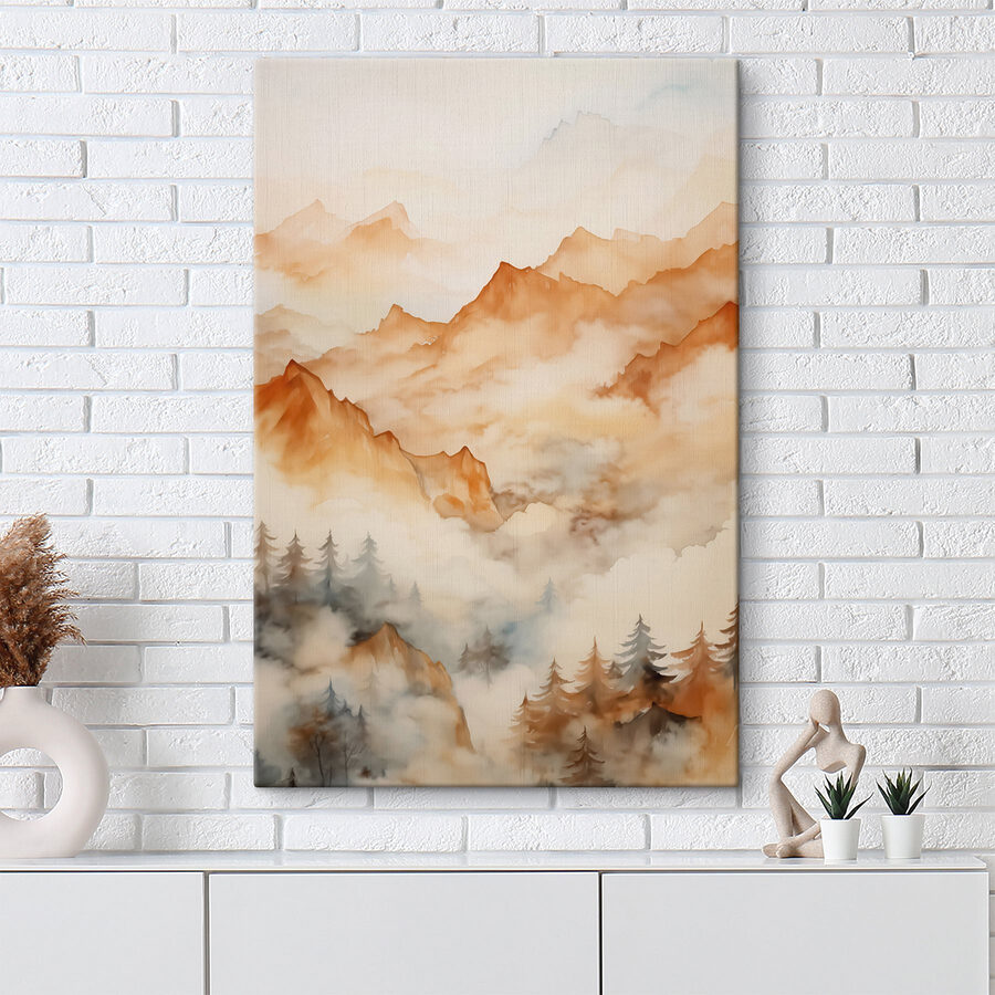 Painting of mountains and trees Painting of mountains and trees