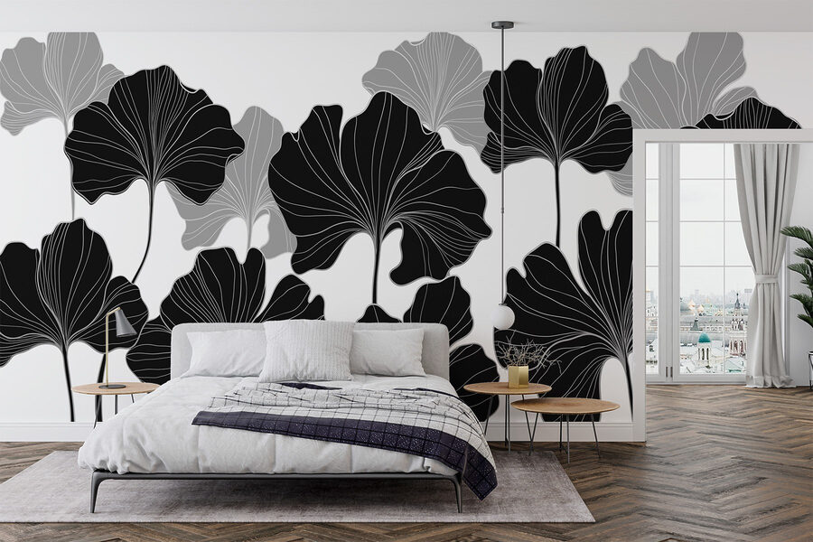 Design floral alb și negru