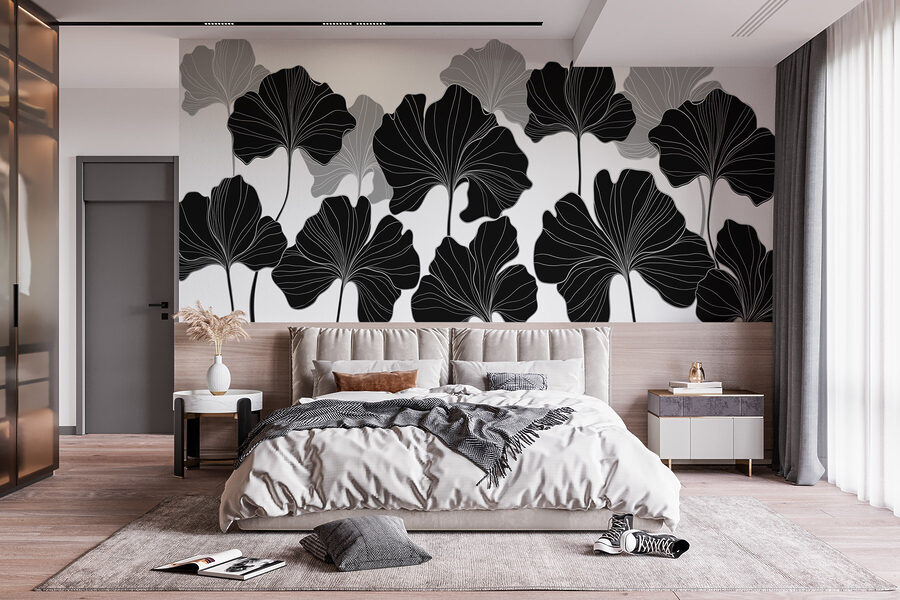 Design floral alb și negru