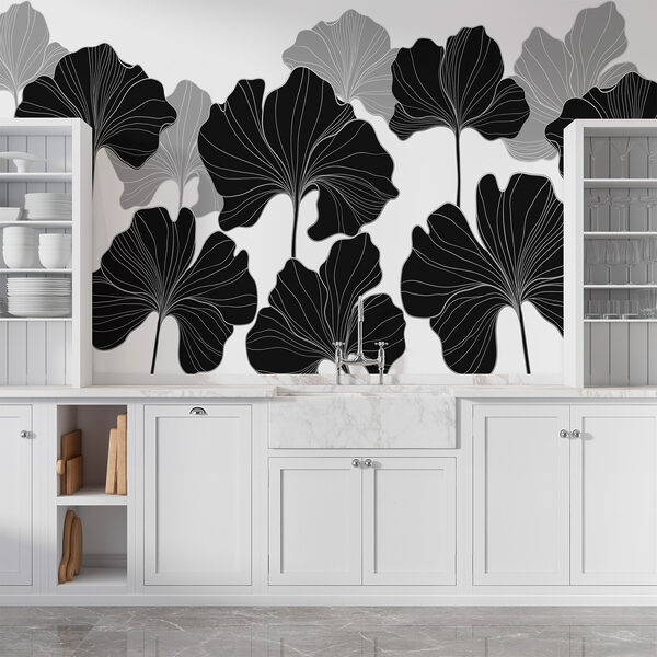Design floral alb și negru Design floral alb și negru