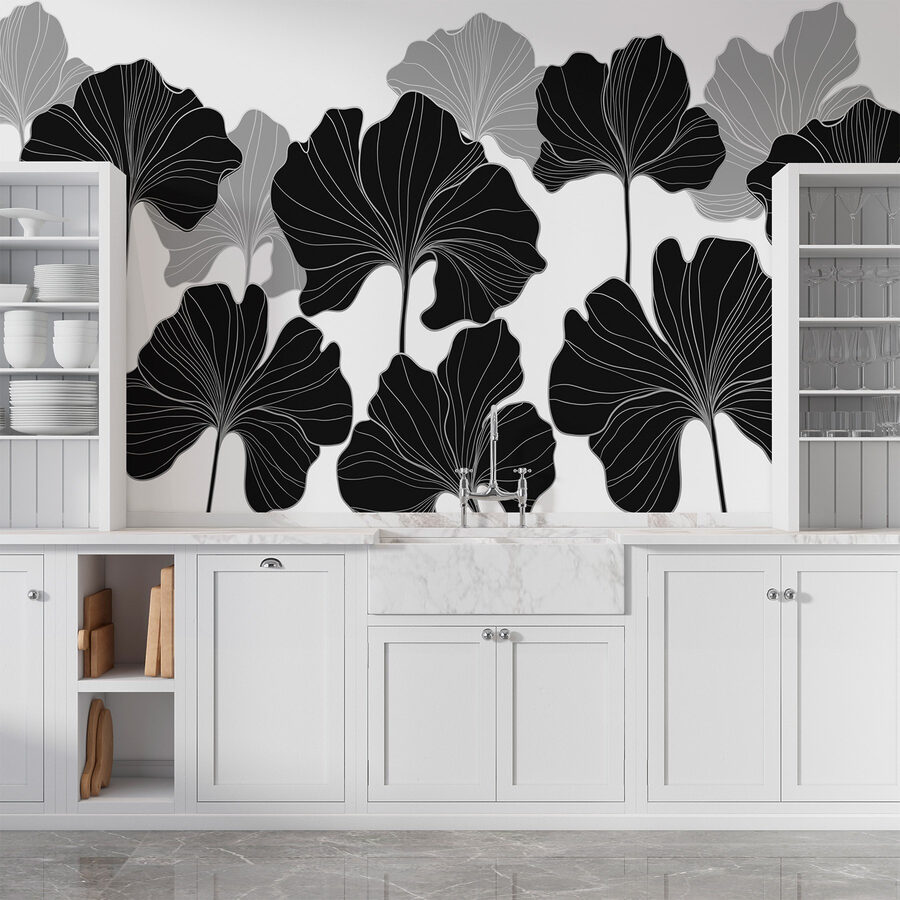 Design floral alb și negru