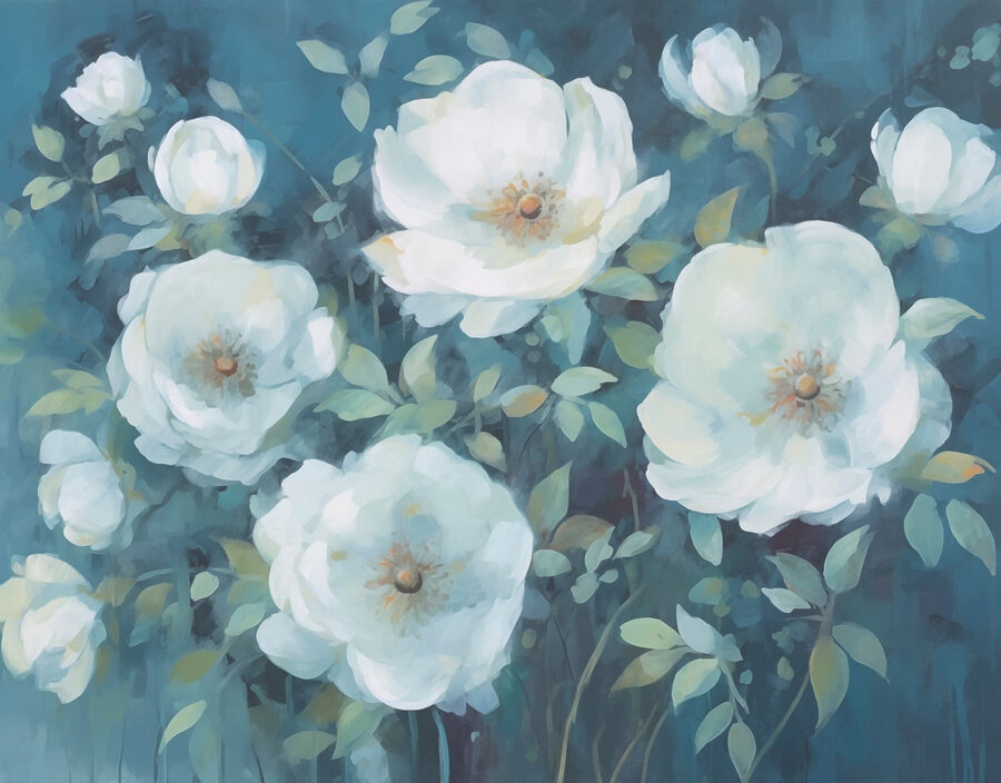 Pictura de flori albe