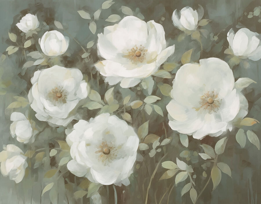Pictura de flori albe