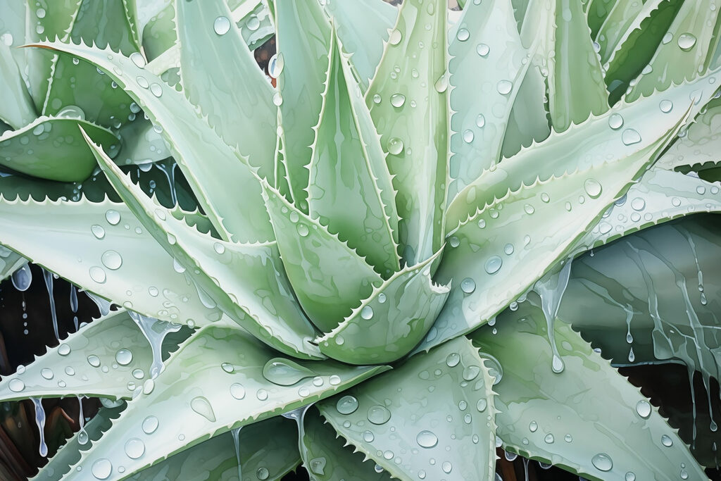 Aloe vibrantă cu picături de ploaie răcoritoare Aloe vibrantă cu picături de ploaie răcoritoare