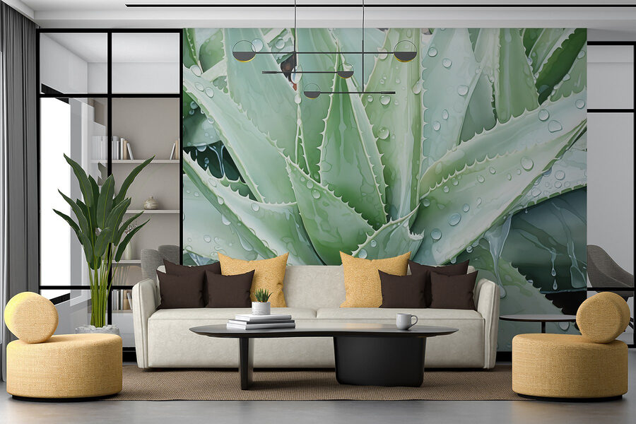 Aloe vibrantă cu picături de ploaie răcoritoare
