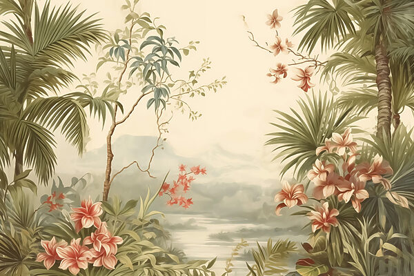 Wallpaper cu flori și copaci Wallpaper cu flori și copaci