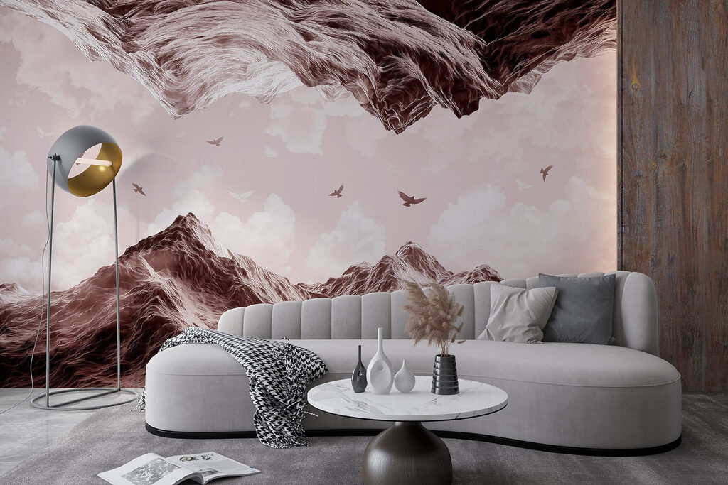 Birds flying over a mountain