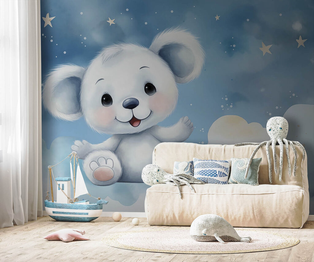 Cartoon of a white bear