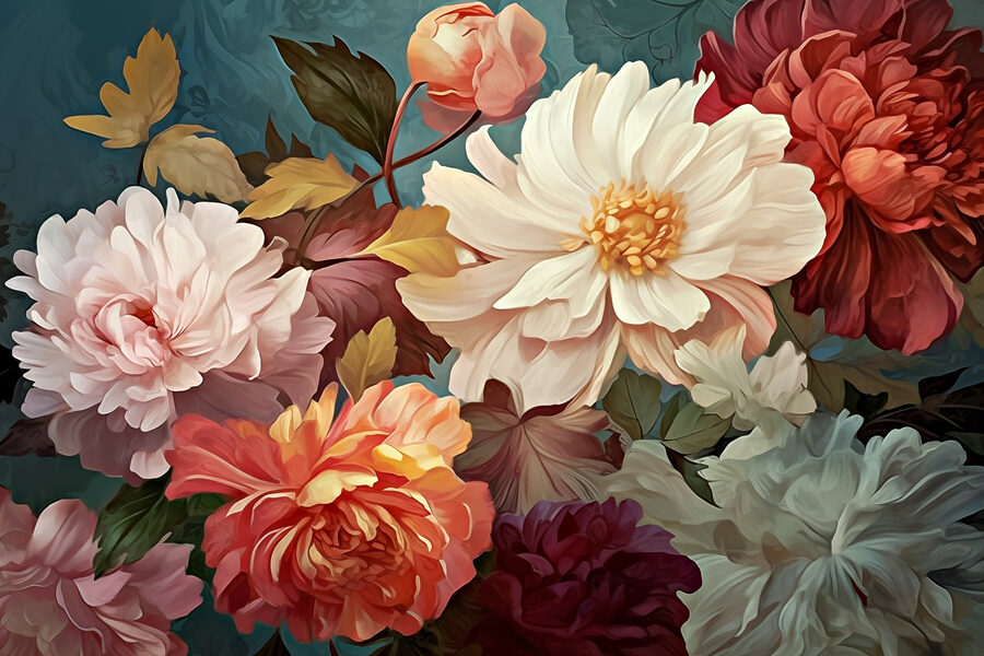Flori colorate într-un fundal senin