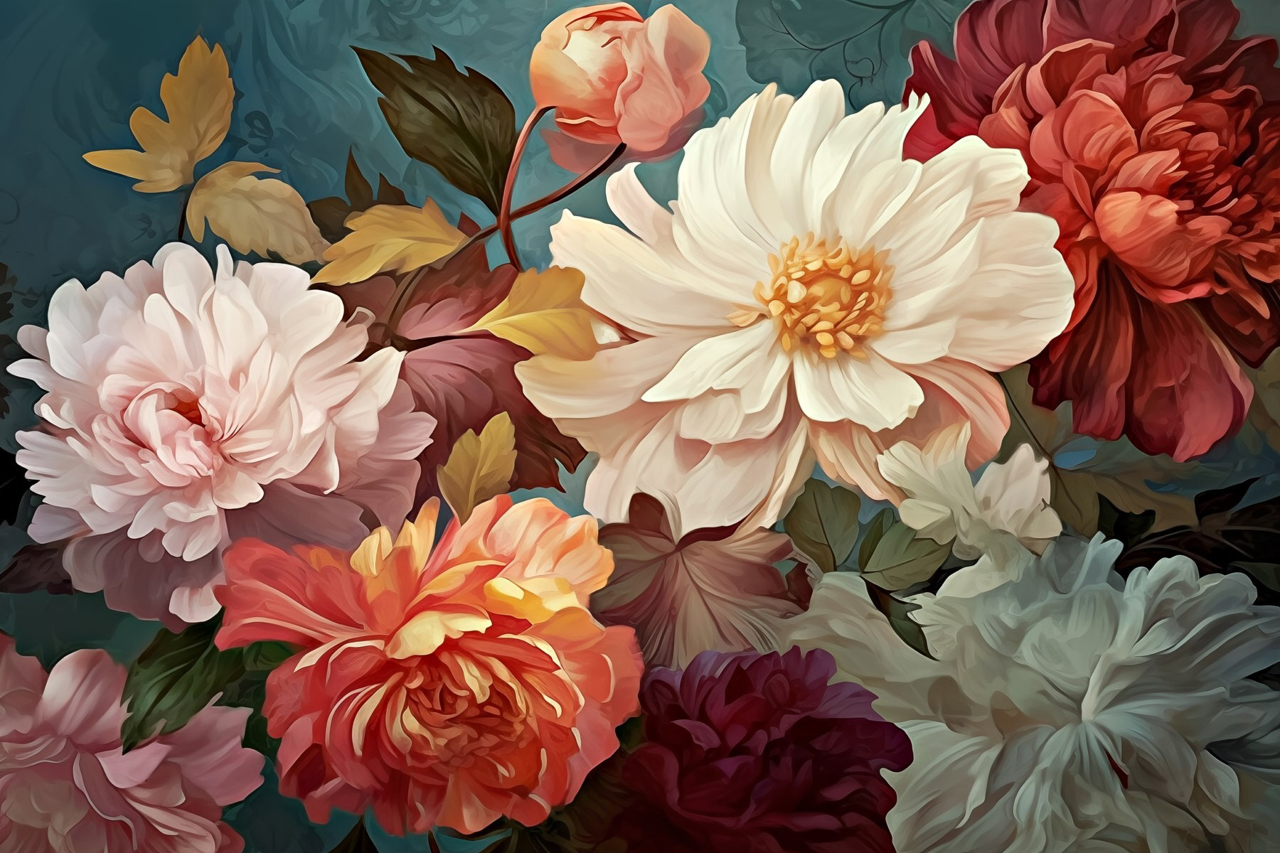 Colorful blooms in a serene backdrop