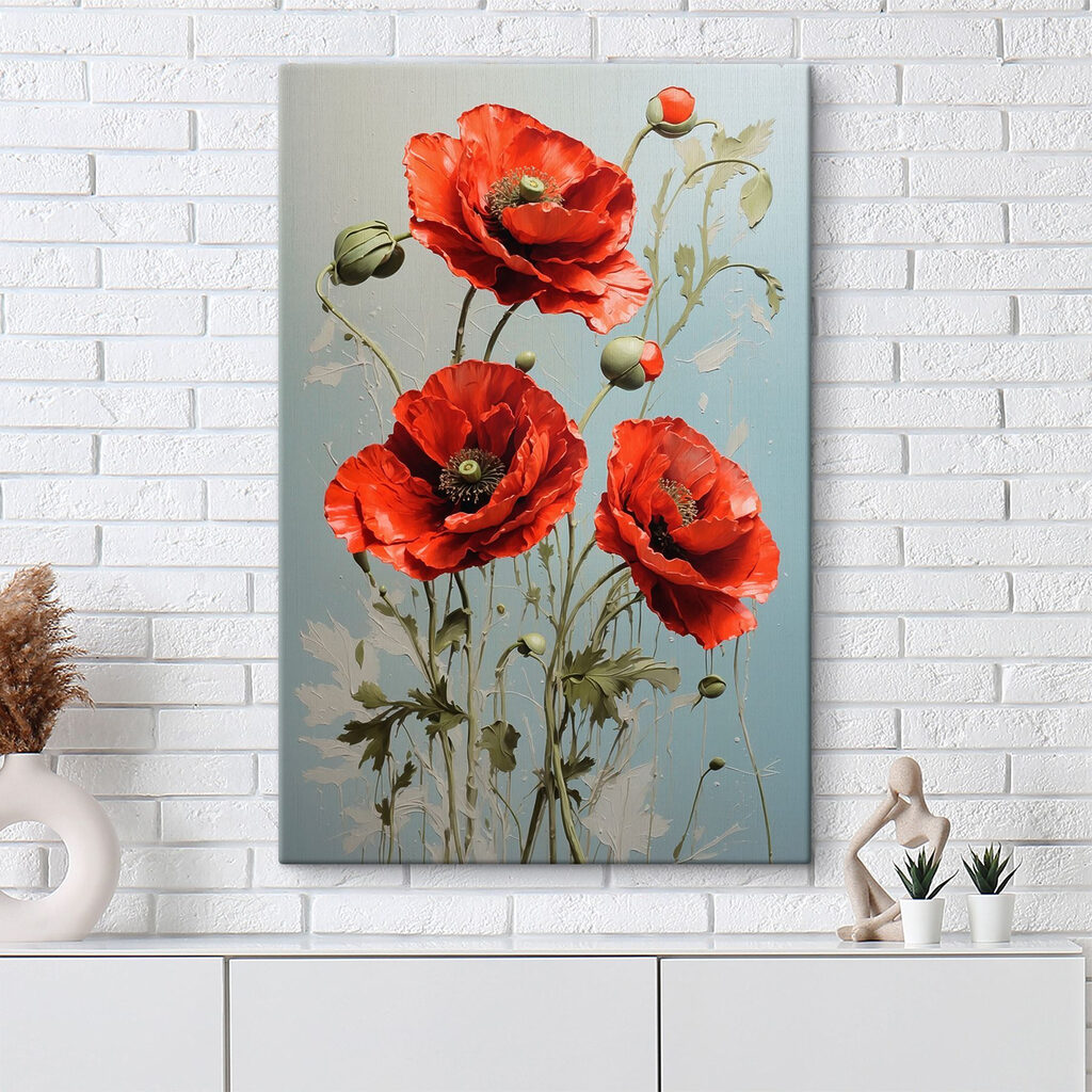 Vibrant red poppies in bloom
