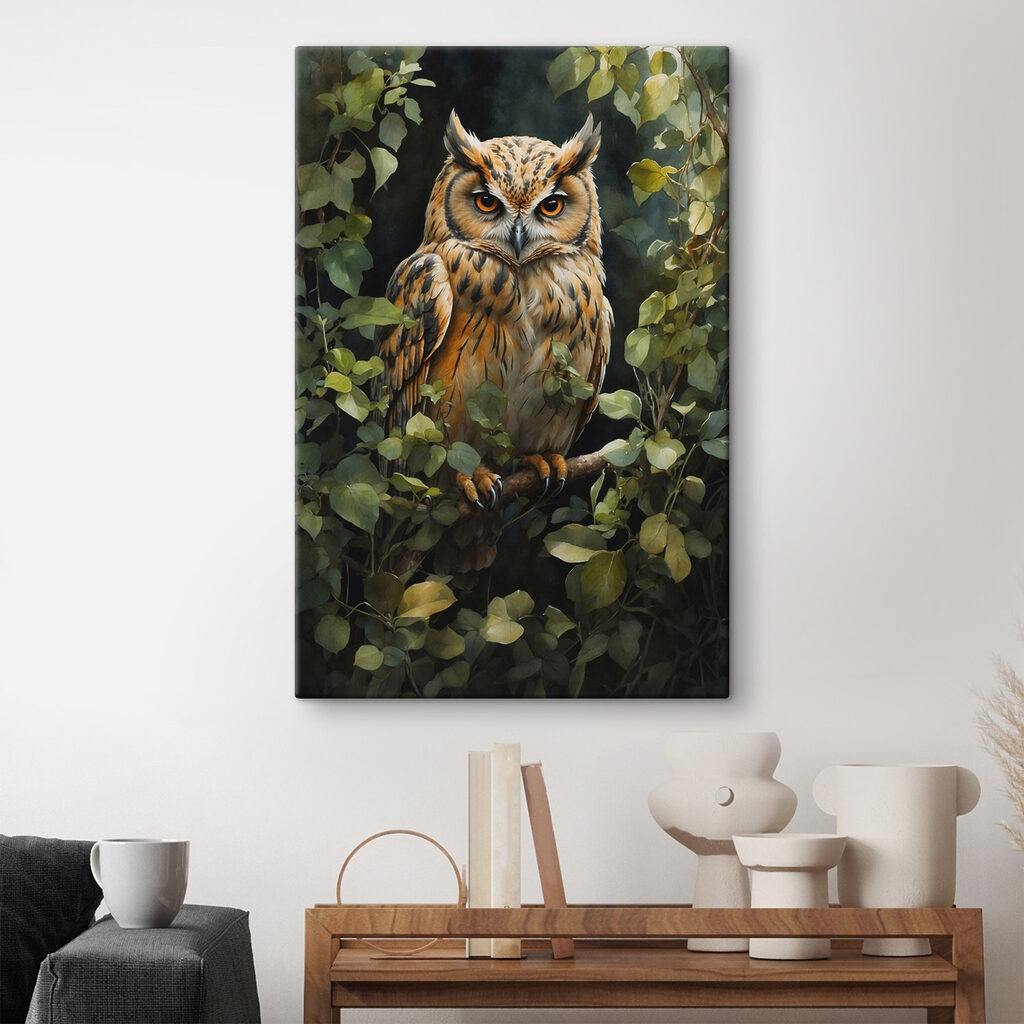 An owl sitting on a branch