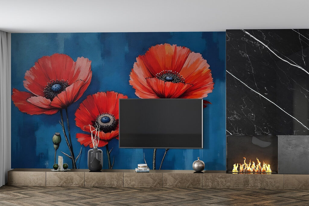 Painting of red flowers Painting of red flowers