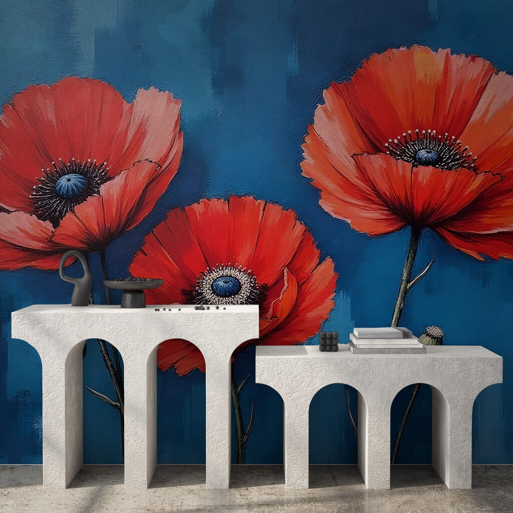 Painting of red flowers Painting of red flowers