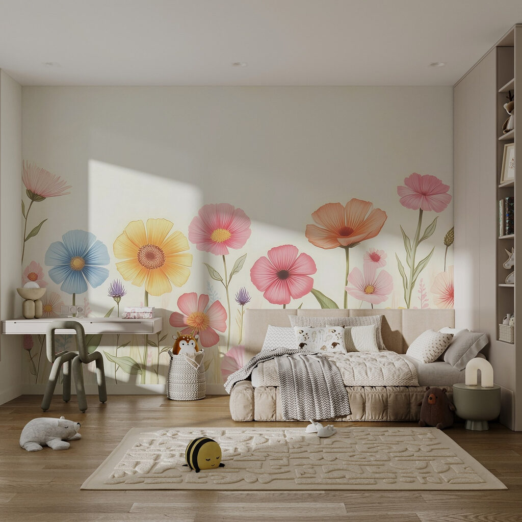 Row of colorful flowers Row of colorful flowers