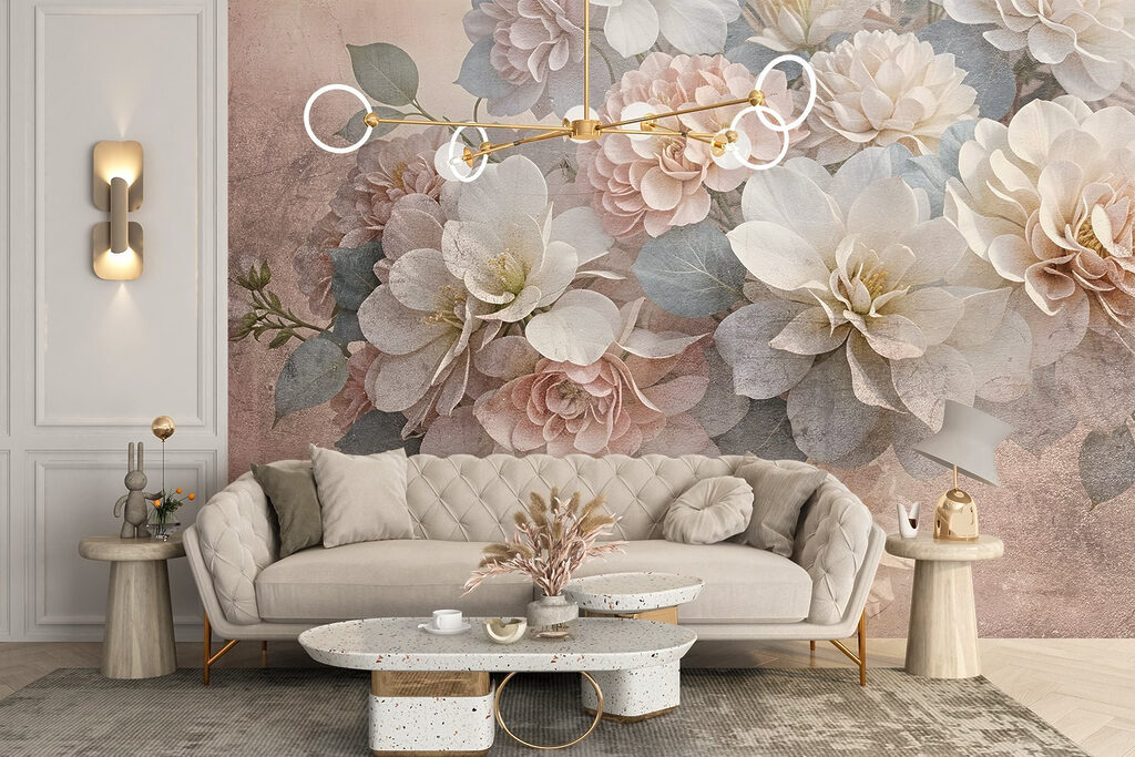 Group of white and pink flowers