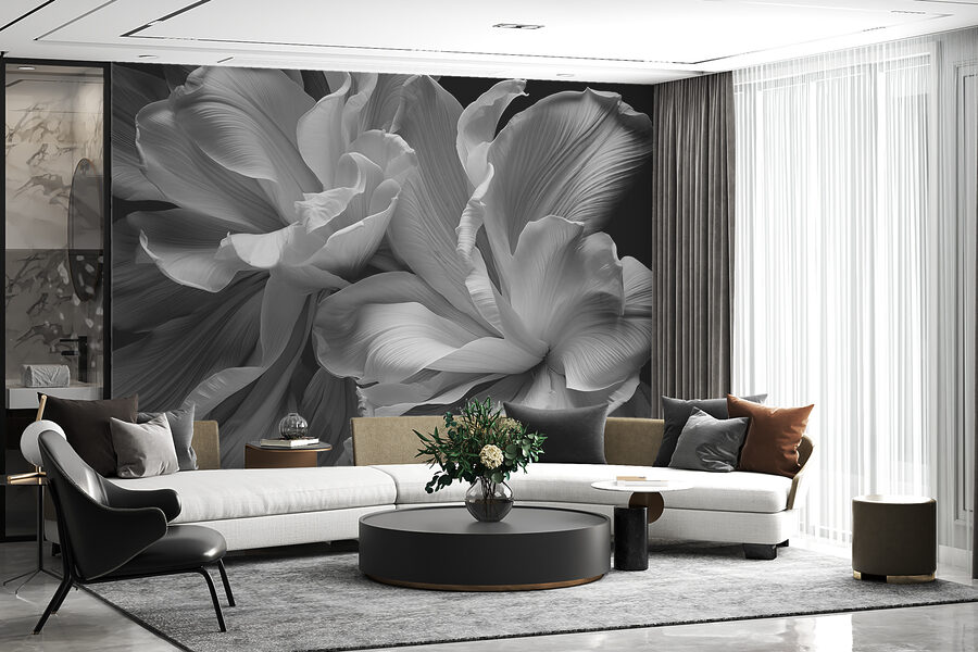 Fototapet Eleganță florală în nuanțe monocrome - imagine 2