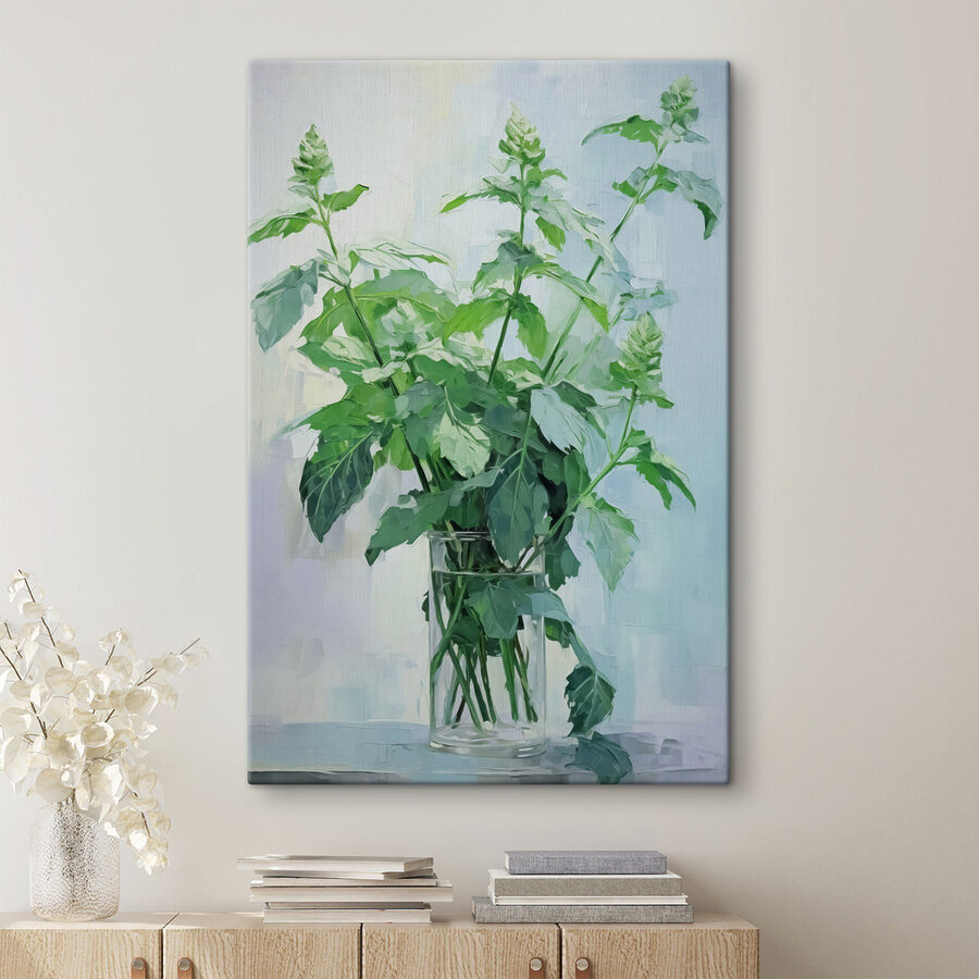 Plantă într-o vază de sticlă