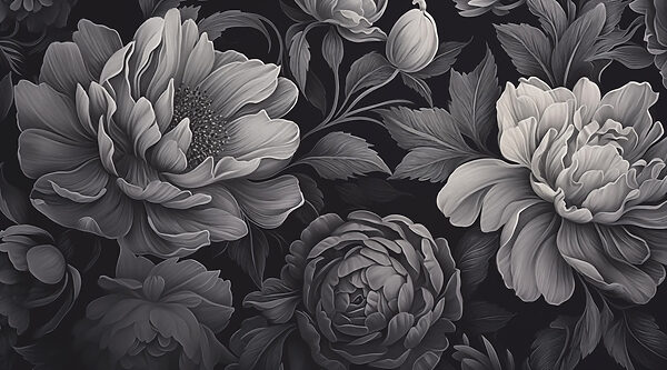 Model floral alb-negru Model floral alb-negru