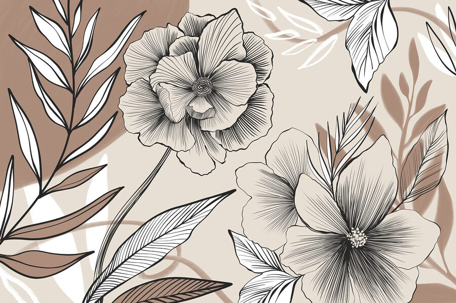 Fototapet Desen artistic floral cu linii. - imagine 7