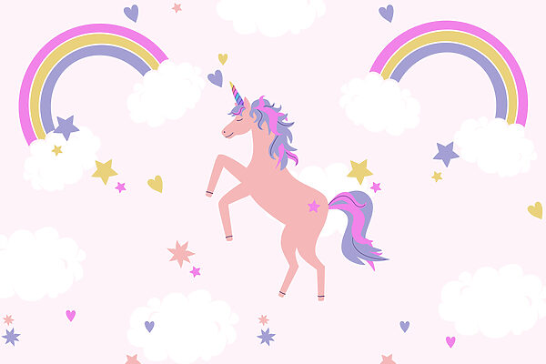 Unicorn cu curcubee și stele Unicorn cu curcubee și stele