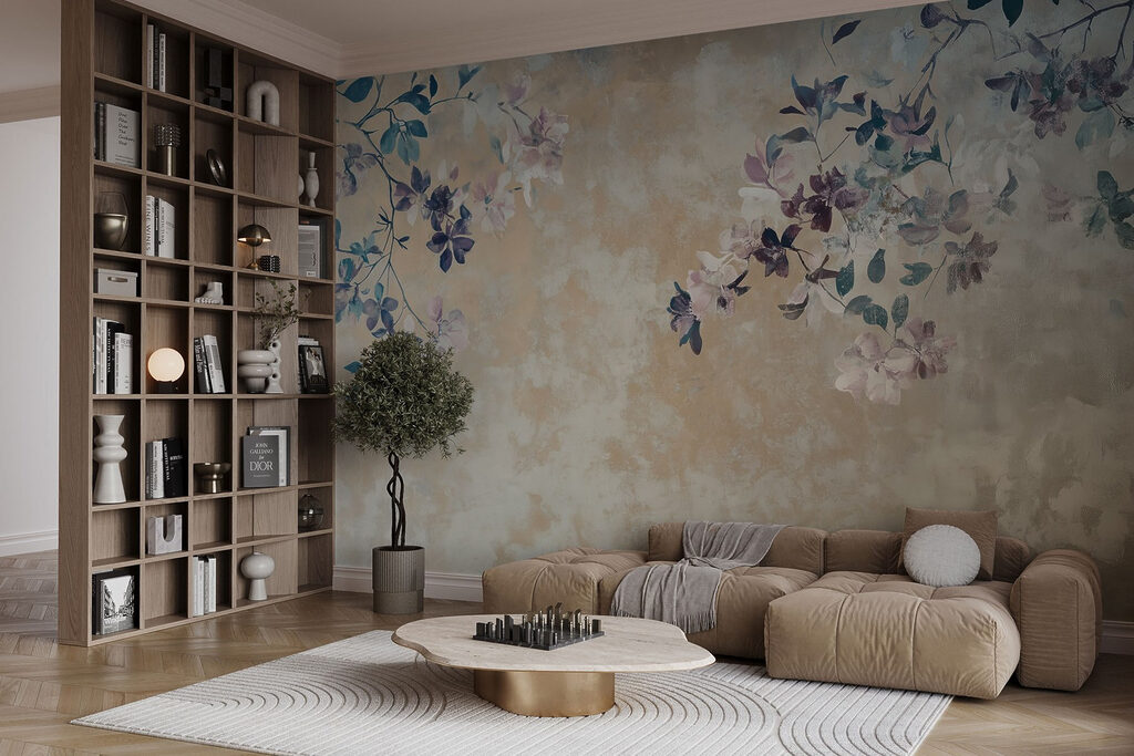 Soft florals on a textured backdrop